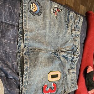 Denim Skirt with Patches